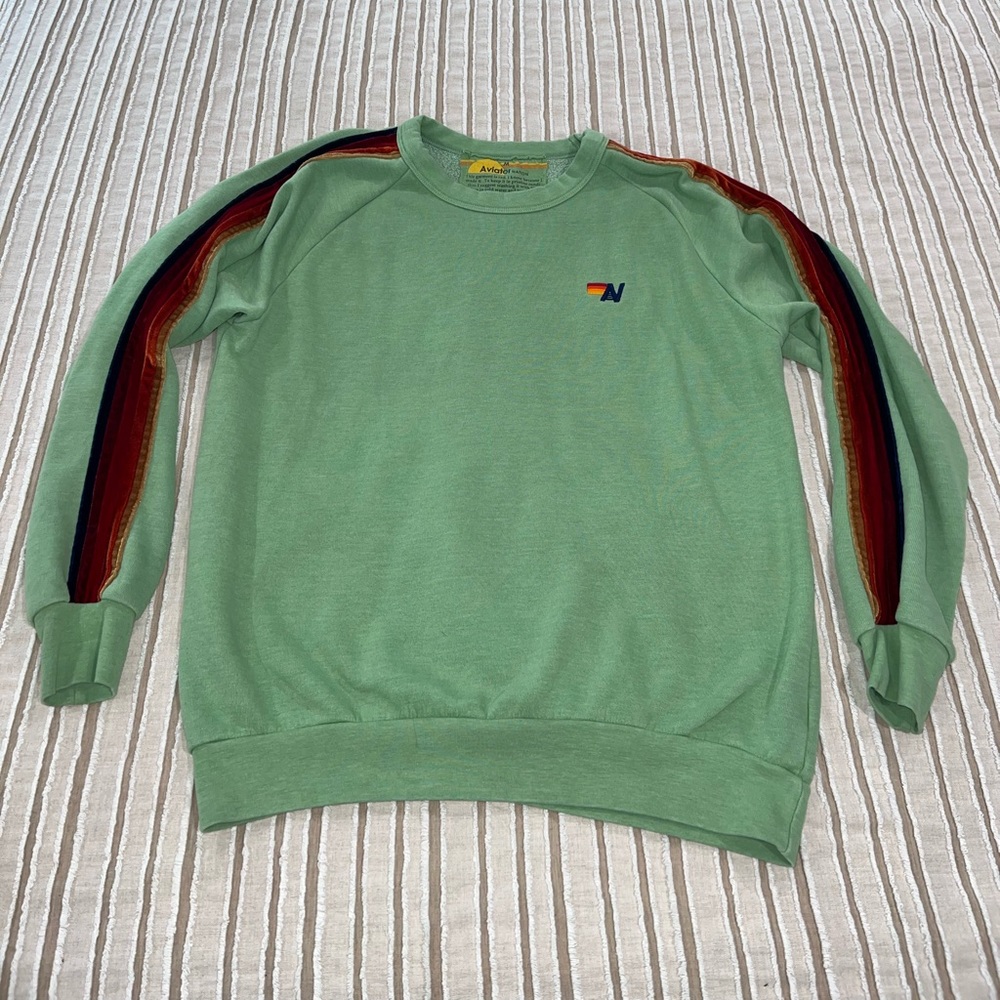 Aviator Nation crewneck sweatshirt, velvet stripe